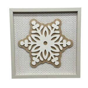 Decorative Snowflake Wall Art With White Wood Frame 10x10" winter Christmas READ